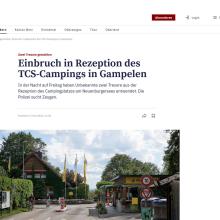 Einbruch in Rezeption des TCS-Campings in Gampelen (Kanton Bern)