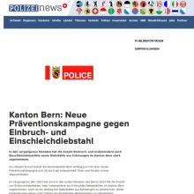 Kanton Bern: Neue Präventionskampagne gegen Einbruch- und Einschleichdiebstahl