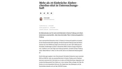 Freiburg: Mehr als 20 Einbrüche: Einbrecherduo sitzt in Untersuchungshaft
